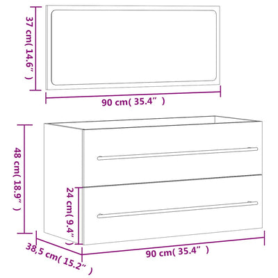 Bathroom Cabinet with Mirror White Engineered Wood