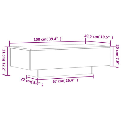 Coffee Table White 100x49.5x31 cm Engineered Wood