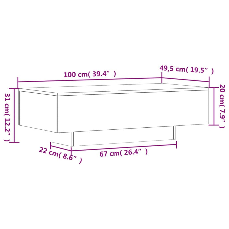 Coffee Table White 100x49.5x31 cm Engineered Wood