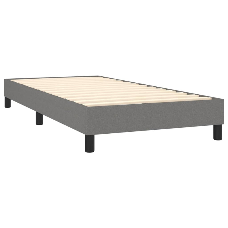 Box Spring Bed without Mattress Dark Grey King Single Size Fabric