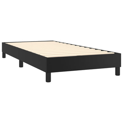 Box Spring Bed without Mattress Black King Single Size Faux Leather