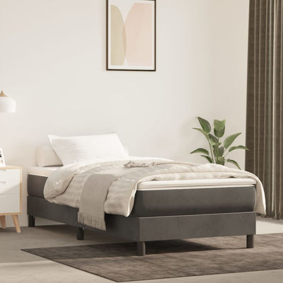 Box Spring Bed with Mattress Dark Grey 100x200 cm Velvet
