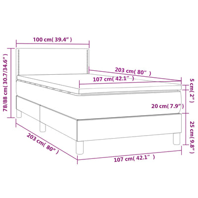 Box Spring Bed with Mattress Dark Grey 100x200 cm Fabric