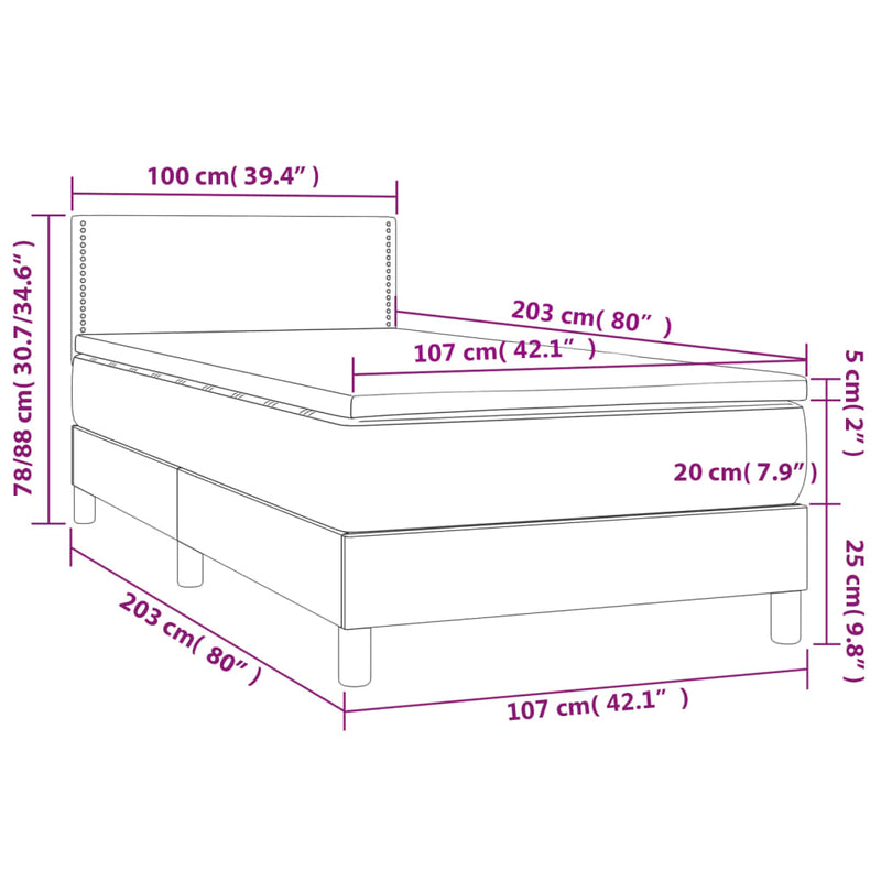 Box Spring Bed with Mattress Dark Grey 100x200 cm Fabric