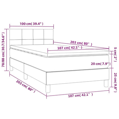 Box Spring Bed with Mattress Dark Grey 100x200 cm Fabric