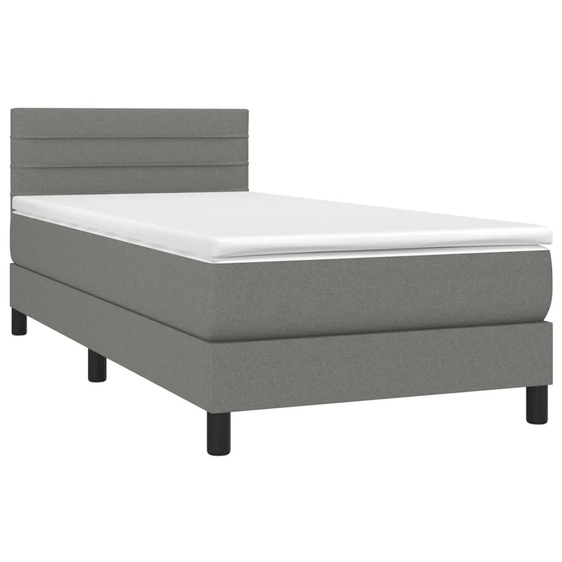 Box Spring Bed with Mattress Dark Grey 100x200 cm Fabric