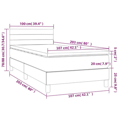 Box Spring Bed with Mattress Dark Grey 100x200 cm Fabric