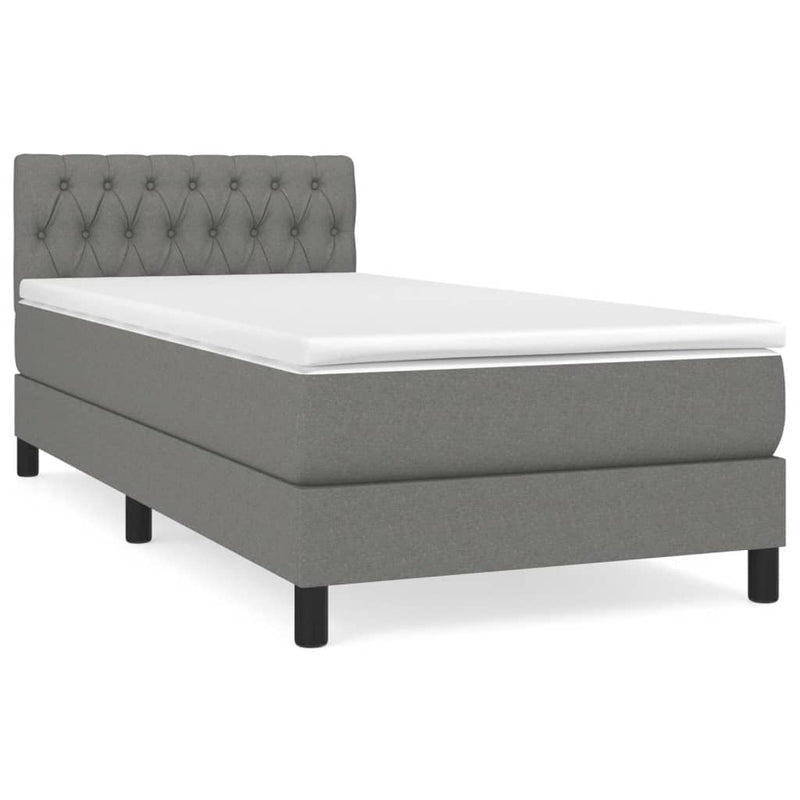 Box Spring Bed with Mattress Dark Grey 100x200 cm Fabric