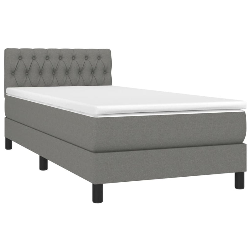 Box Spring Bed with Mattress Dark Grey 100x200 cm Fabric