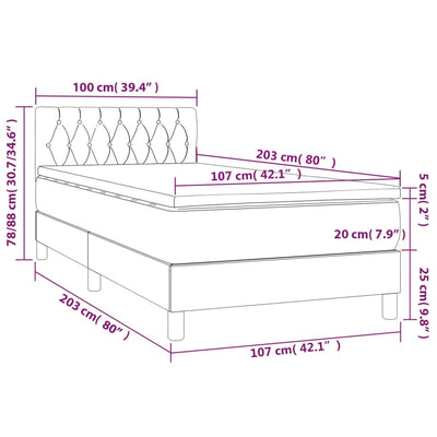 Box Spring Bed with Mattress Dark Grey 100x200 cm Fabric