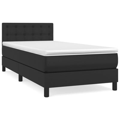 Box Spring Bed with Mattress Black 100x200 cm Faux Leather