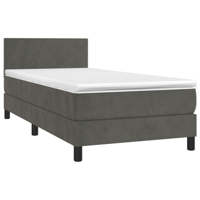 Box Spring Bed with Mattress Dark Grey 100x200 cm Velvet