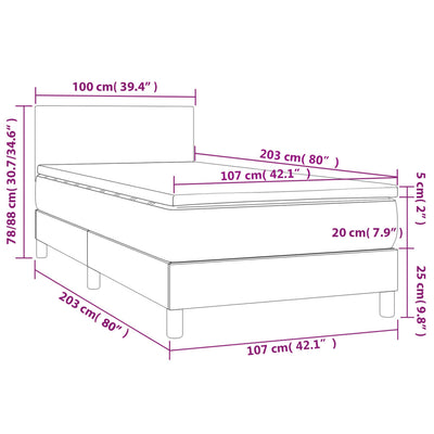 Box Spring Bed with Mattress&LED Black 100x200cm Faux Leather