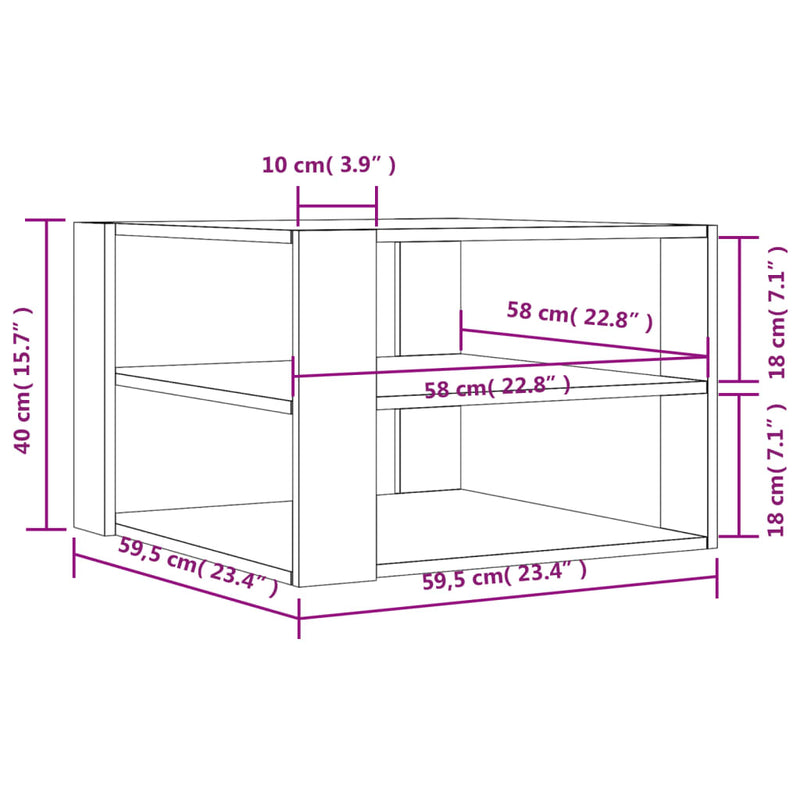 Coffee Table Black 59.5x59.5x40 cm Engineered Wood