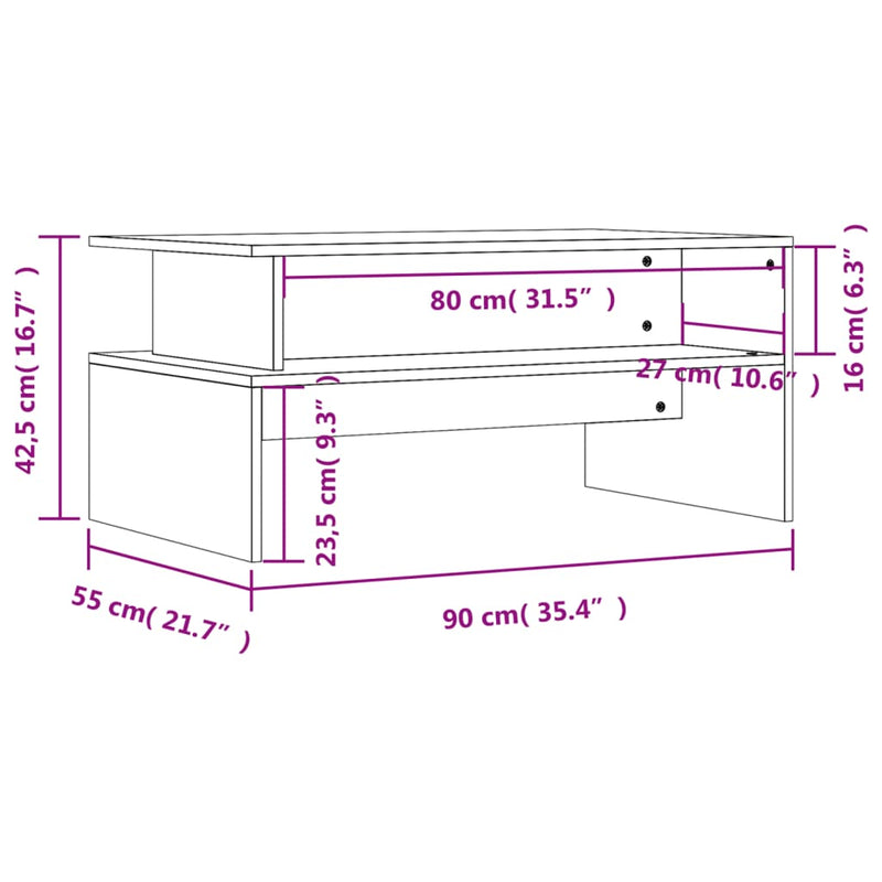 Coffee Table White 90x55x42.5 cm Engineered Wood