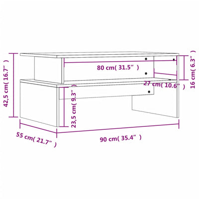 Coffee Table Black 90x55x42.5 cm Engineered Wood