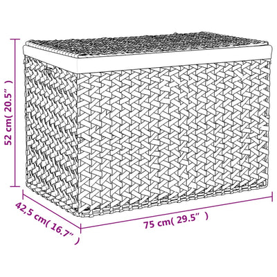 Laundry Basket with 3 Sections 75x42.5x52 cm Water Hyacinth