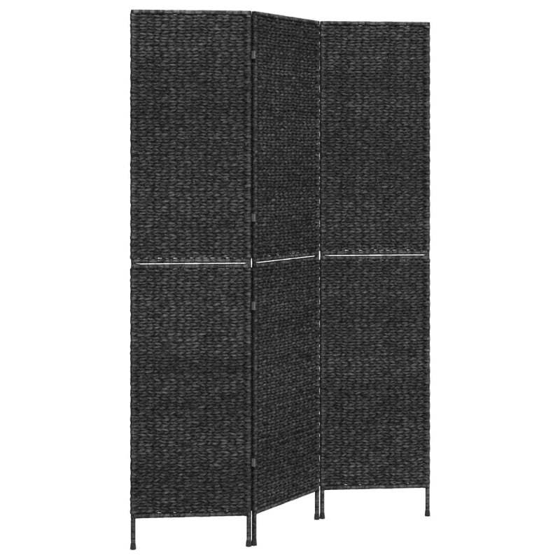 Room Divider 3-Panel Black 122x180 cm Water Hyacinth