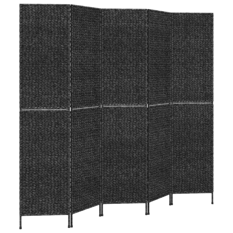 Room Divider 5-Panel Black 205x180 cm Water Hyacinth