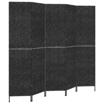 Room Divider 5-Panel Black 205x180 cm Water Hyacinth