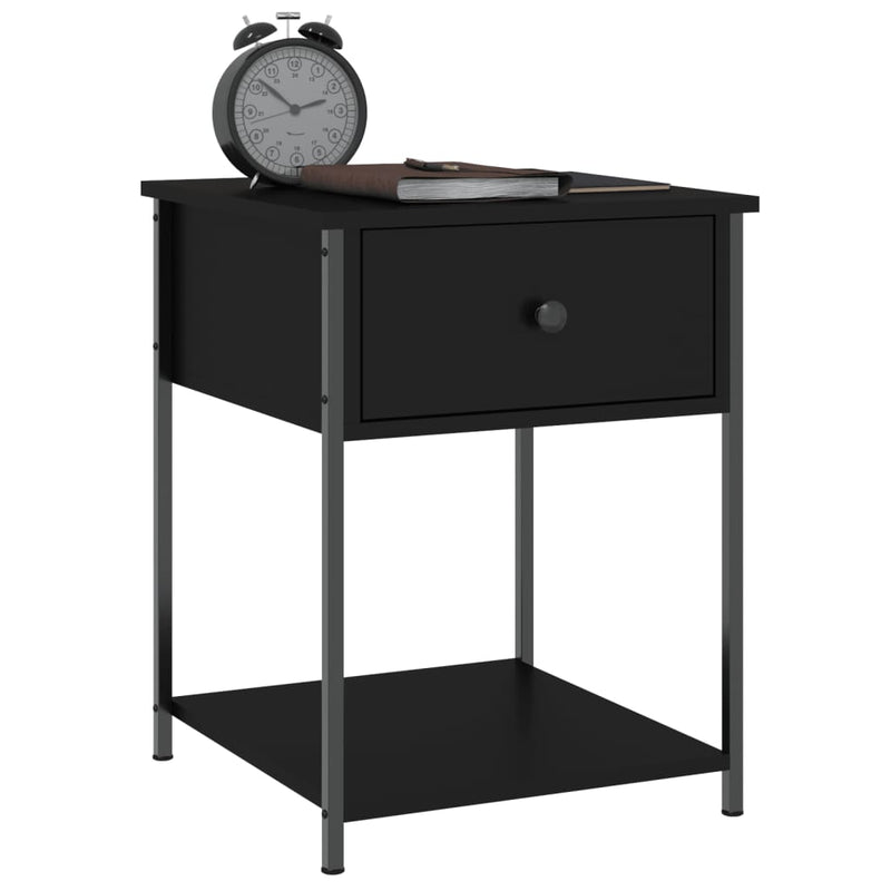 Bedside Table Black 44x45x58 cm Engineered Wood