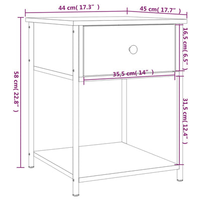 Bedside Table Black 44x45x58 cm Engineered Wood