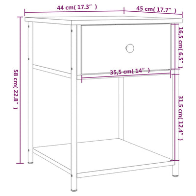 Bedside Table Brown Oak 44x45x58 cm Engineered Wood