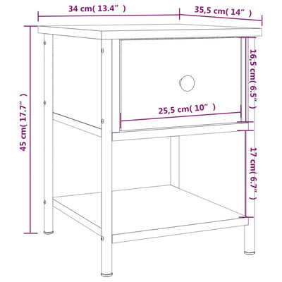 Bedside Table Smoked Oak 34x35.5x45 cm Engineered Wood