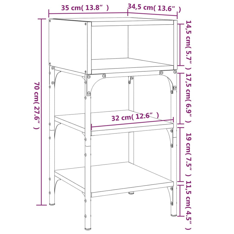 Bedside Tables 2 pcs Smoked Oak 35x34.5x70 cm Engineered Wood