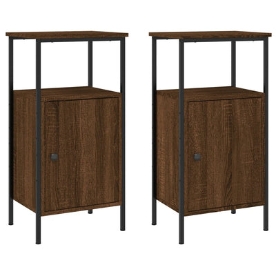 Bedside Cabinets 2 pcs Brown Oak 41x31x80 cm Engineered Wood