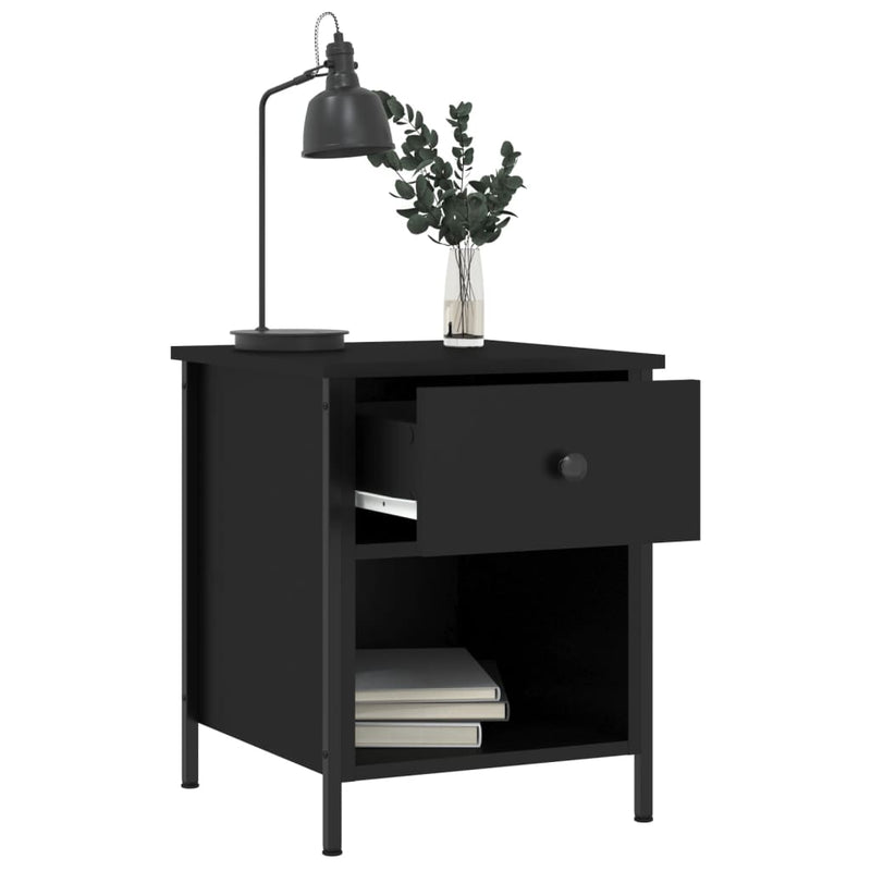 Bedside Cabinet Black 40x42x50 cm Engineered Wood