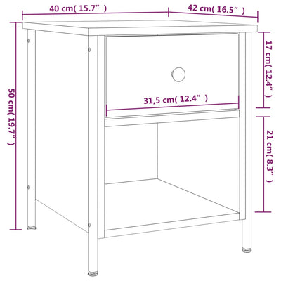 Bedside Cabinet Black 40x42x50 cm Engineered Wood