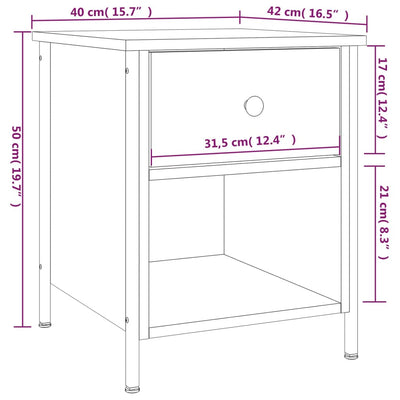 Bedside Cabinet Sonoma Oak 40x42x50 cm Engineered Wood