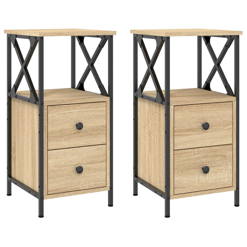 Bedside Cabinets 2 pcs Sonoma Oak 34x35.5x70 cm Engineered Wood