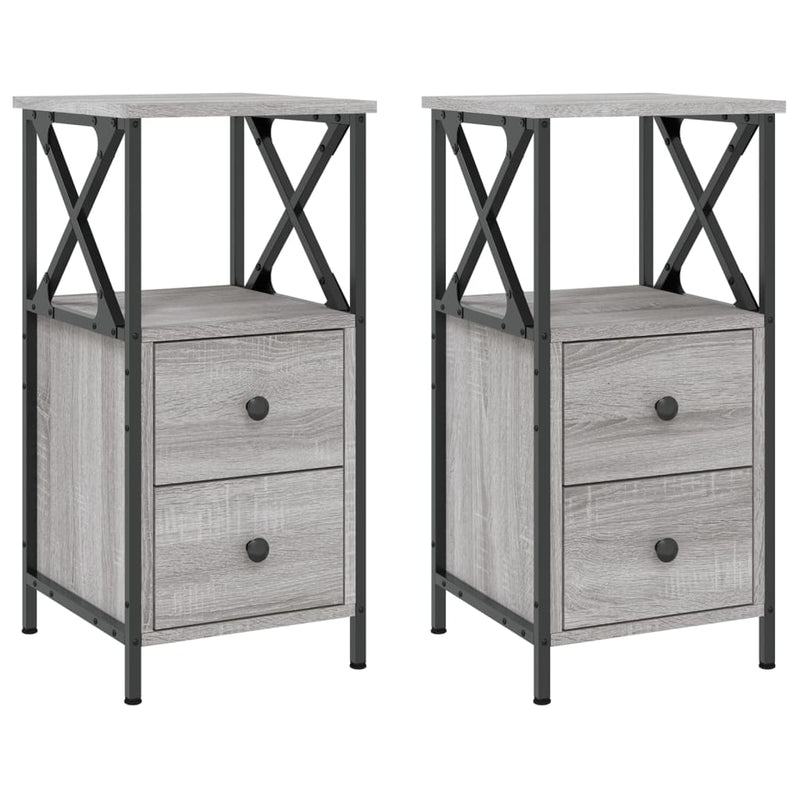 Bedside Cabinets 2 pcs Grey Sonoma 34x35.5x70 cm Engineered Wood