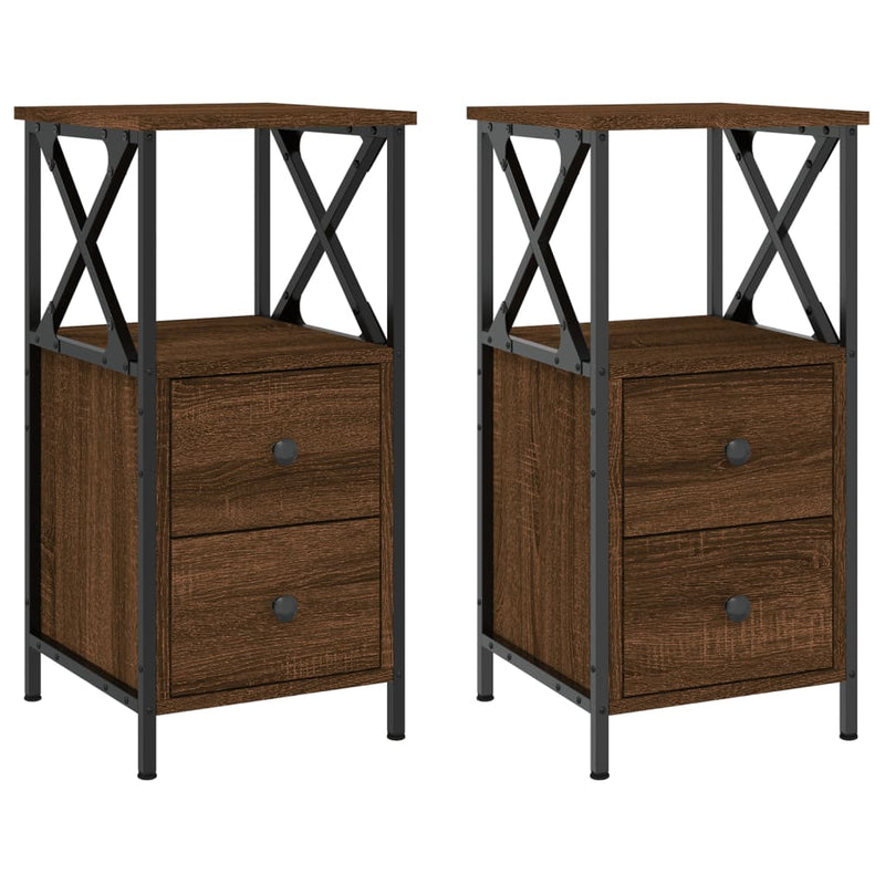 Bedside Cabinets 2 pcs Brown Oak 34x35.5x70 cm Engineered Wood