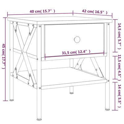 Bedside Table Grey Sonoma 40x42x45 cm Engineered Wood