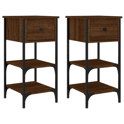 Bedside Cabinets 2 pcs Brown Oak 34x36x70 cm Engineered Wood