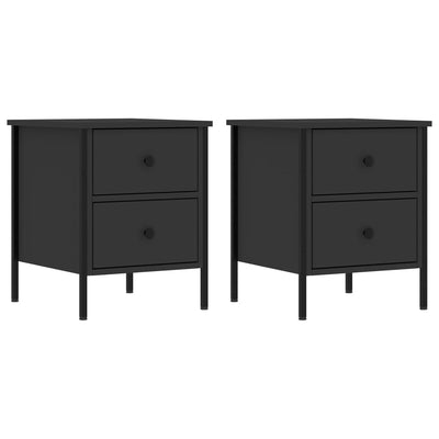 Bedside Cabinets 2 pcs Black 40x42x50 cm Engineered Wood