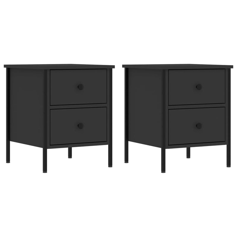 Bedside Cabinets 2 pcs Black 40x42x50 cm Engineered Wood