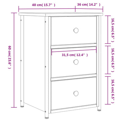 Bedside Cabinet Smoked Oak 40x36x60 cm Engineered Wood