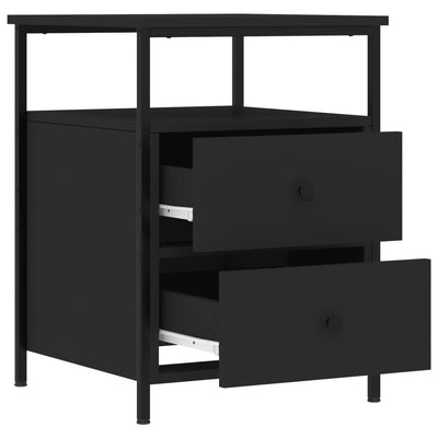 Bedside Cabinet Black 44x45x60 cm Engineered Wood