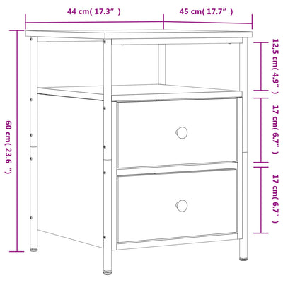 Bedside Cabinets 2 pcs Black 44x45x60 cm Engineered Wood