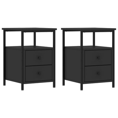 Bedside Cabinets 2 pcs Black 34x35.5x50 cm Engineered Wood