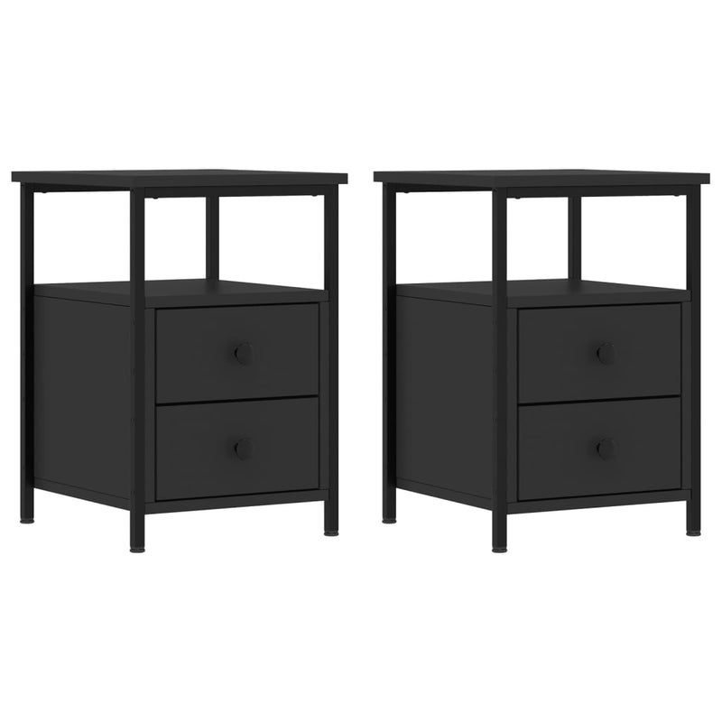 Bedside Cabinets 2 pcs Black 34x35.5x50 cm Engineered Wood