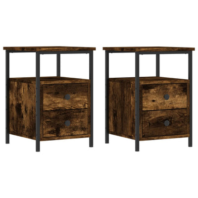 Bedside Cabinets 2 pcs Smoked Oak 34x35.5x50 cm Engineered Wood