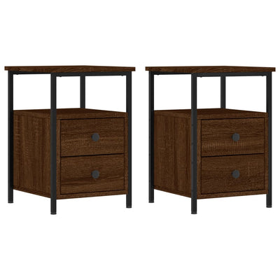 Bedside Cabinets 2 pcs Brown Oak 34x35.5x50 cm Engineered Wood