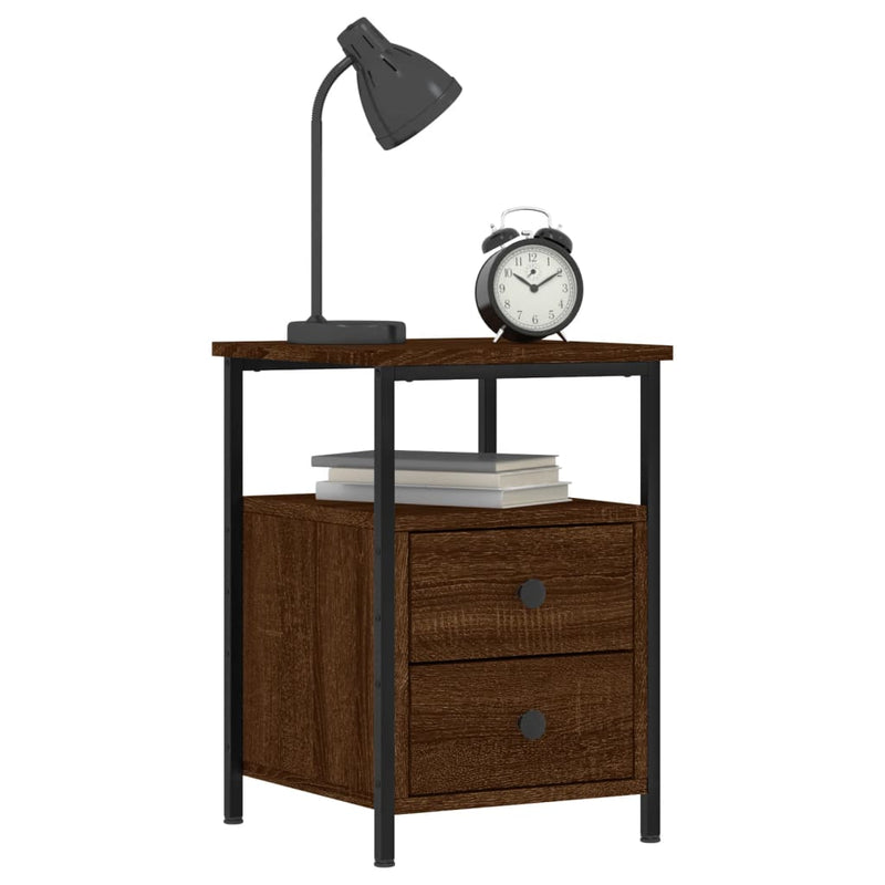 Bedside Cabinets 2 pcs Brown Oak 34x35.5x50 cm Engineered Wood