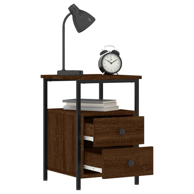 Bedside Cabinets 2 pcs Brown Oak 34x35.5x50 cm Engineered Wood