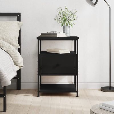 Bedside Cabinet Black 40x42x56 cm Engineered Wood